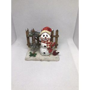 Snowman By Fence Figurine 4” Tall